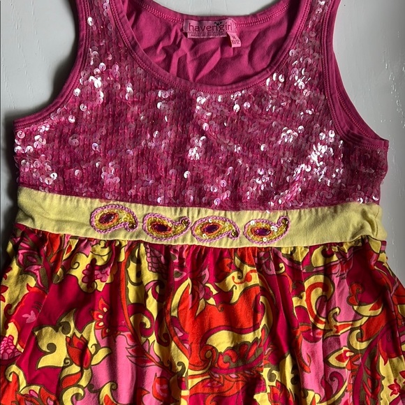 Vibrant Pink and Yellow Sequin Dress - Picture 6 of 7